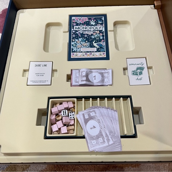 Anthropologie Monopoly board game large wooden peacock pastel floral boho - Picture 5 of 5